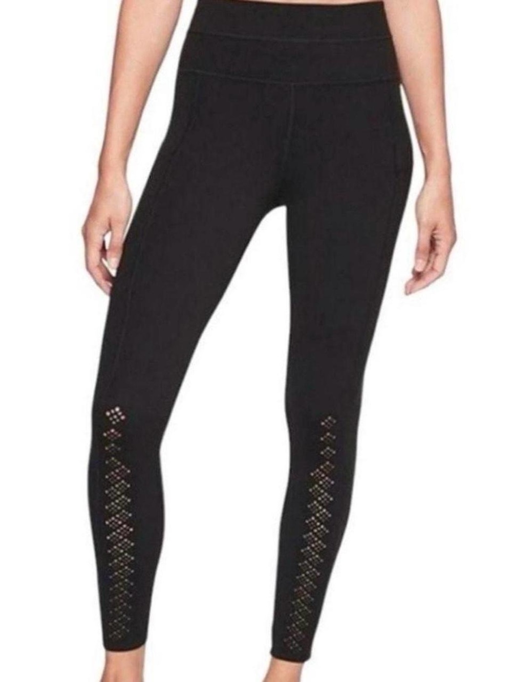 Athleta Black Laser Cut Cropped Leggings Women’s Size Medium